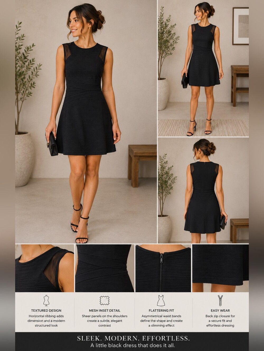 💙 Lori Michaels - Little Black Textured Sleeveless Mini Dress